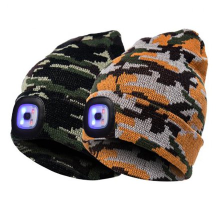 歐美熱銷帶燈針織功能帽定制