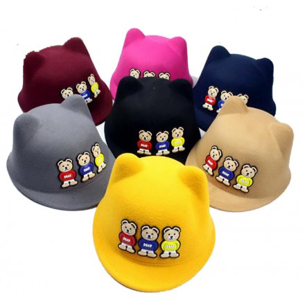 毛呢繡花寶寶馬術帽定制